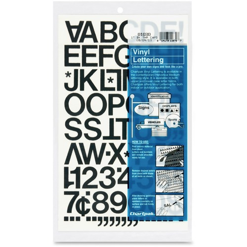 Vinyl Numbers/Letters, 12 Numbers, 76 Letters, 1", Black
