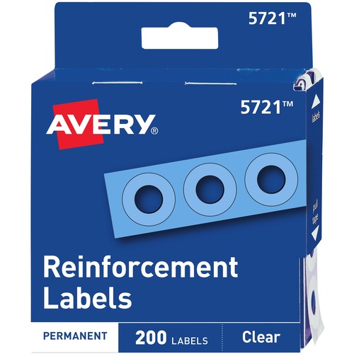 Reinforcements, Roll Dispnsr,1/4" Diameter, 200/PK, Clear