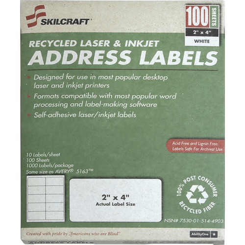 Shipping Labels,Laser,2"x4",10 Labels/Sheet,100 Shts/BX,WE