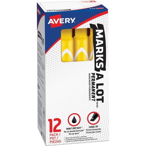 Large Permanent Ink Markers, Chisel Point, Yellow Ink