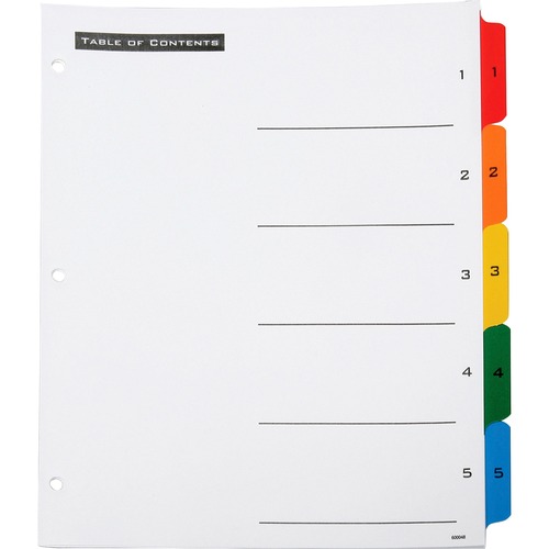 Numerical Tabs Set, 1-5, Multicolor