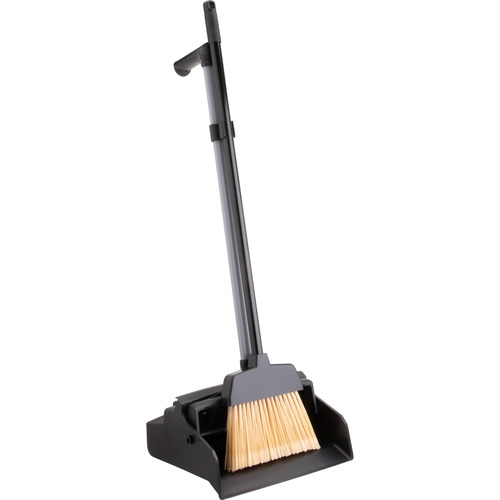 Lobby Dust Pan Combo Kit, 2-Way Handle, Black