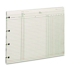Ledger Sheet, 3 Col., Sngl, 9-1/4"x11-7/8", 100/PK, Green