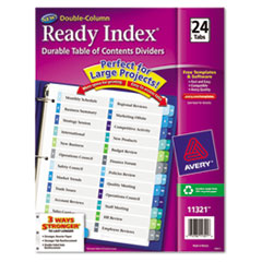 T/of Contents Dividers,Dble Column,1-24 Tab,11"x8-1/2",Multi