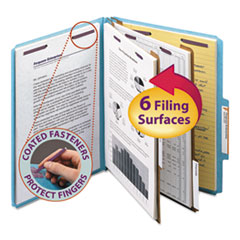Classification Folders, 2 Dividers, Letter, 10/BX, Blue