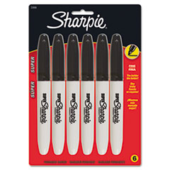 Permanent Marker, Fine Tip, Fade Proof, 6/PK, Black