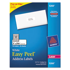 Laser Labels, Mailing, 1"x2-5/8", 750/PK, White