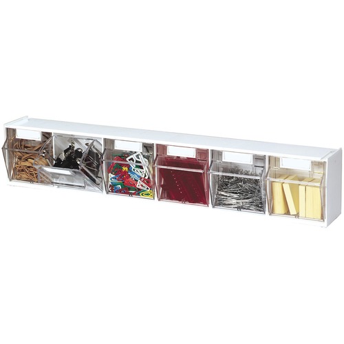 Tilt Bins,Interlocking,6-Bin,23-5/8"x3-5/8"x4-1/2",White/CL