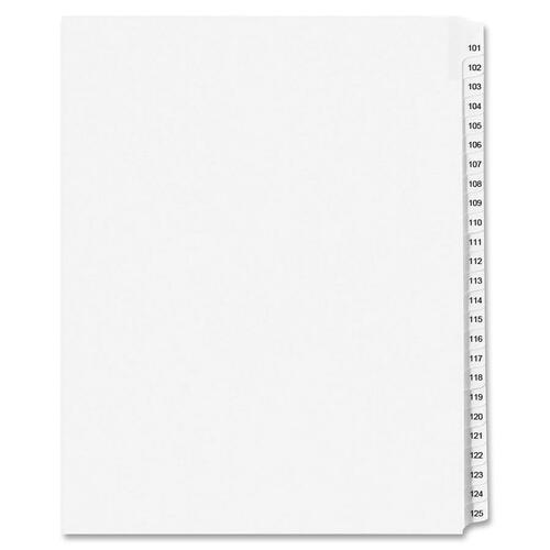INDEX,SIDE TAB 101-125WHT