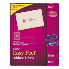 Laser Labels, Address, 1"x4", 1000/BX, Clear
