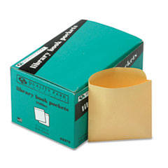 Library Book Pocket, 3-1/2"x4-1/8", 250/Box, Cameo Buff