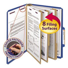 Classification Folders, 3 Dividers, Letter, 10/BX, Dark Blue