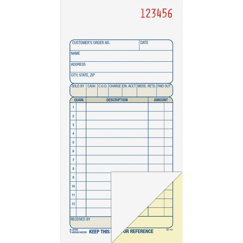 Sales Order Book, 2-Part, 3-11/32"x7-3/16"