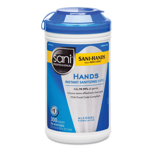 Hands Instant Sanitizing Wipes, 7 1/2 x 5, 300/Canister