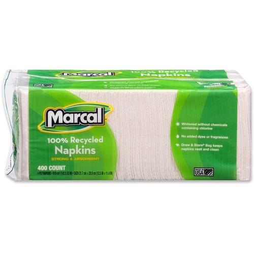 Luncheon Napkin, Single-Ply, 12-1/2"x11-1/4", 2400/CT, White
