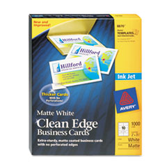 Inkjet Business Cards, 2-Side, Matte, 1000/BX, 3-1/2"x2", WE