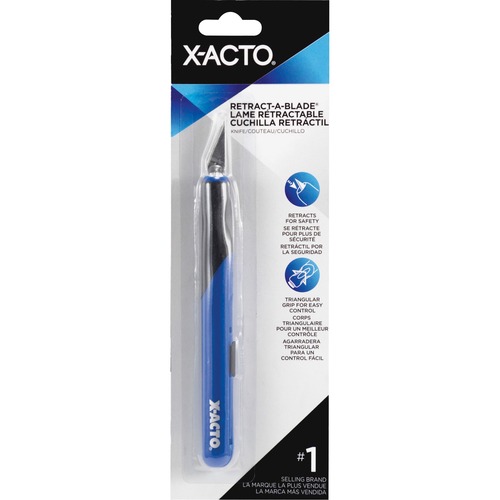 Knife, Retractable, Anti-roll Handle, Blue