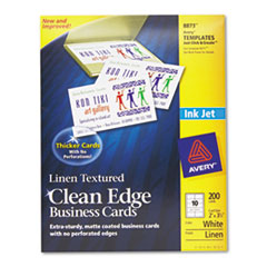 Inkjet Business Cards, 2-Side, Linen, 200/PK, White