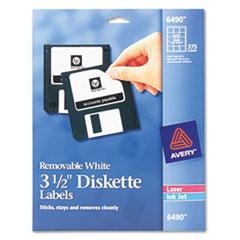 Removable Labels, Laser/Inkjet, f/ 3-1/2", 375/PK, White