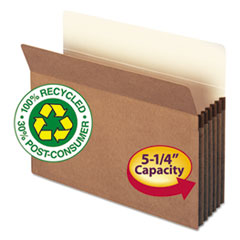 File Pocket, Recycled, 5-1/4" Exp, Letter, 10/PK, Red Rope