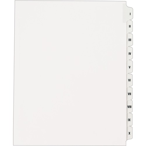 Index Divider, "I-X", Side Tab, 8-1/2"x11", 25/Set, White