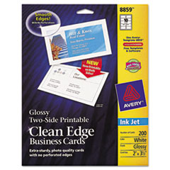 Business Cards,Inkjet,2-Sided,Glossy,2"x3-1/2",200/PK,WE