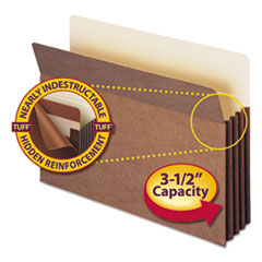 File Pockets, 3-1/2" Exp, Legal, 10/BX, Red Rope