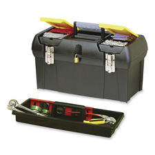 Heavy-duty Tool Box,19-1/4"x10-1/4"x9-3/4",Black/Yellow