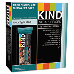 Nut Bars, All Natural, 12/BX, D.Chocolate/Nuts/Sea Salt
