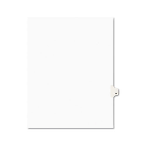 Numeric Divider, "68", Side Tab, 11"x8-1/2", 25/PK, White