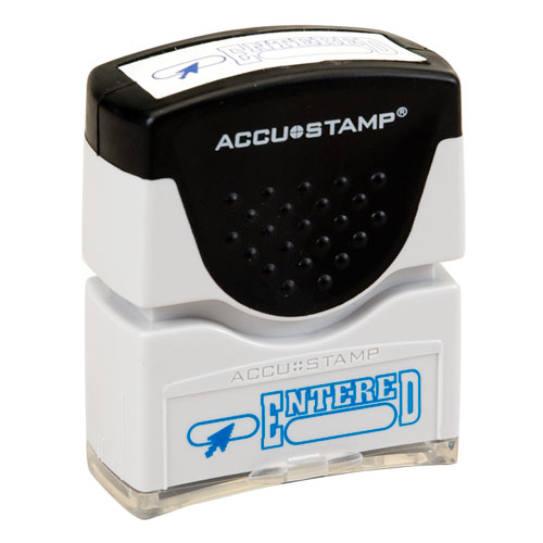 Message Stamp, Pre-Inked, "Entered", Blue Ink