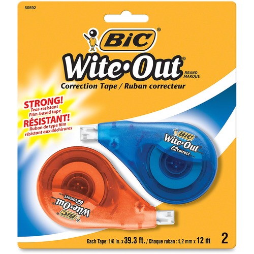 Correction Tape, 1/5"x39.4', Single Line, 2/PK, White
