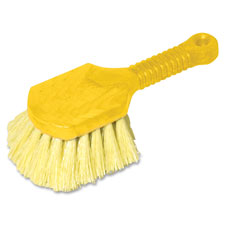 Long Handle Scrub, 8" Handle, Plastic, Yellow