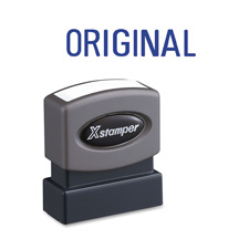 Original Pre-ink Stamp, 1/2"x1-5/8" Impression, Blue Ink