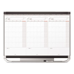 Dry Erase Wall Calendar System,3 Month,4'x3',Graphite Frame