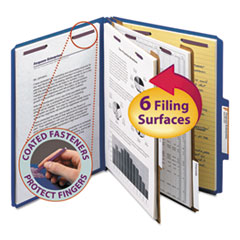 Classification Folders, 2 Dividers, Letter, 10/BX, Dark Blue