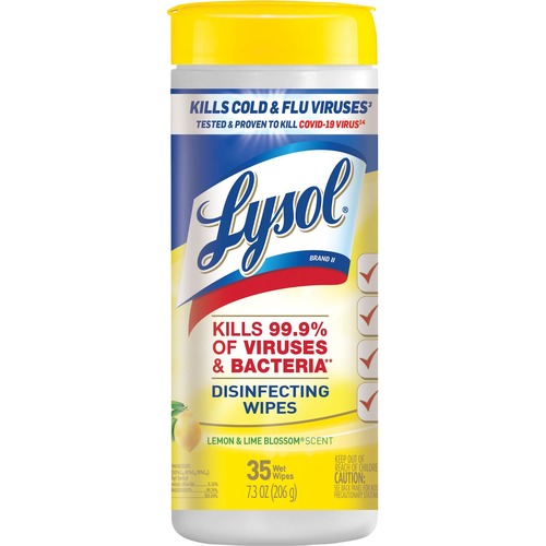 Disinfectant Wipes, 35 Sheets/Tub, Lemon/Lime Blossom Scent
