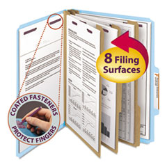 Classification Folders, 3 Dividers, Letter, 10/BX, Blue