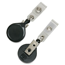 ID Card Reel, Heavy-Duty, Retract, 12/DZ, Black
