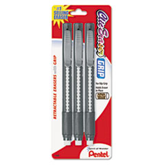 Clic Eraser, Retractable, 3/PK, Assorted