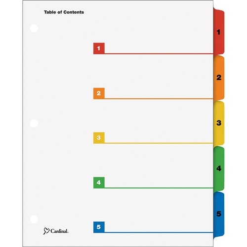 One Step Index System, Numbered 1-5, 5 Tabs, Multicolor