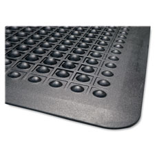 Anti Fatigue Mat, Rubber, Beveled Edge, 3'x5', Black