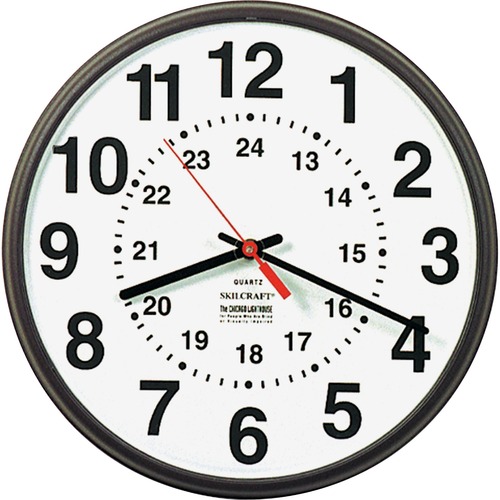 Round Wall Clock,12-3/4" D,Brown Frame/White Face,BK Print