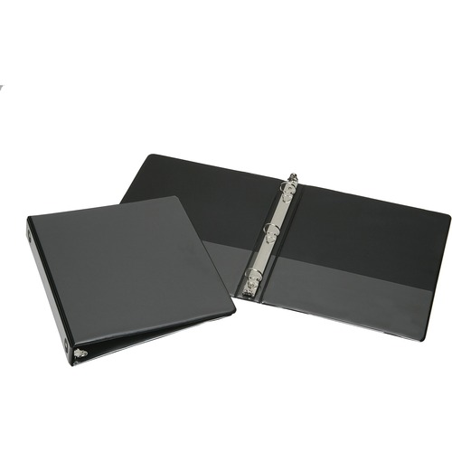 3-Ring Binder, Clear Overlay, 11"x8-1/2", 1" Cap, Black