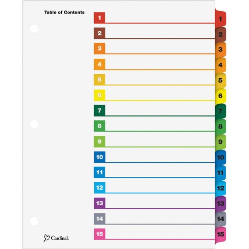 One Step Index System, Numbered 1-15, 15 Tabs, Multicolor