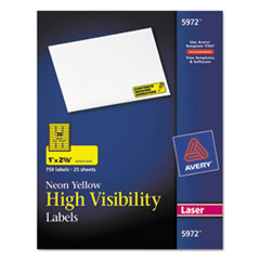 Neon Laser Labels, Rectangle, 1"x2-5/8", 750/PK,Neon Yellow