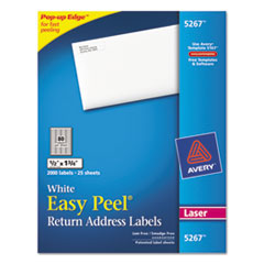 Laser Labels, Mailing, 1/2"x1-3/4", 2000/BX,White