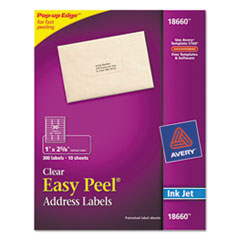 Mailing Labels,Permanent,Adhesive,1"x2-5/8",300/PK,Clear