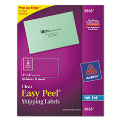 Inkjet Mailing Labels, Shipping, 2"x4", 250/PK, Clear