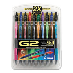 G2 Pens, Gel, .7mm, 20/PK, Assorted
